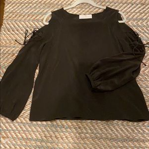 Open shoulder silk blouse